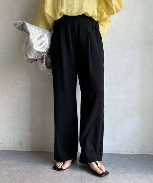 DouDou（ドゥドゥ）の「接触冷感ワイドパンツ（スラックス・レディース・オレンジ/チャコールグレー/ブラック/ベージュ・FREE）」の2枚目の写真