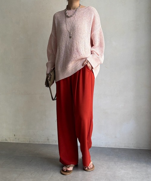 DouDou（ドゥドゥ）の「接触冷感ワイドパンツ（スラックス・レディース・オレンジ/チャコールグレー/ブラック/ベージュ・FREE）」の5枚目の写真