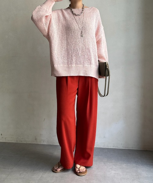 DouDou（ドゥドゥ）の「接触冷感ワイドパンツ（スラックス・レディース・オレンジ/チャコールグレー/ブラック/ベージュ・FREE）」の7枚目の写真