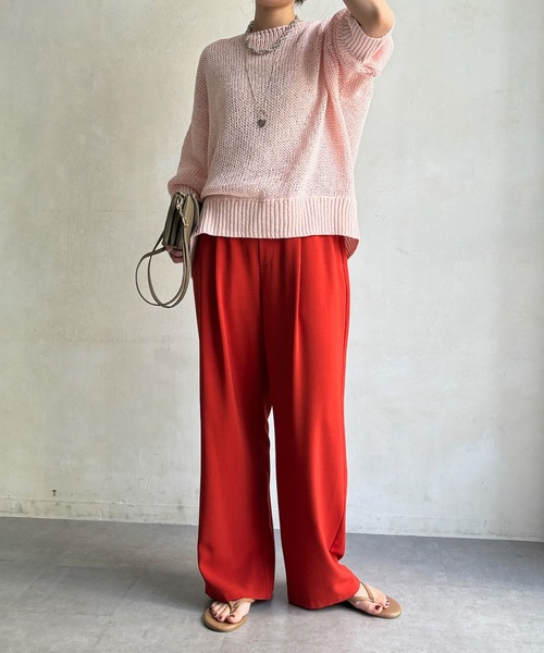 DouDou（ドゥドゥ）の「接触冷感ワイドパンツ（スラックス・レディース・オレンジ/チャコールグレー/ブラック/ベージュ・FREE）」の8枚目の写真