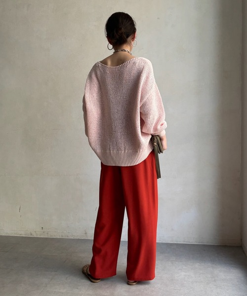 DouDou（ドゥドゥ）の「接触冷感ワイドパンツ（スラックス・レディース・オレンジ/チャコールグレー/ブラック/ベージュ・FREE）」の9枚目の写真