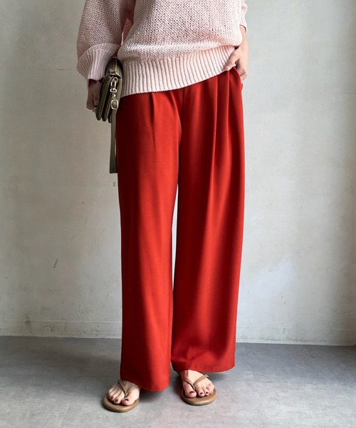 DouDou（ドゥドゥ）の「接触冷感ワイドパンツ（スラックス・レディース・オレンジ/チャコールグレー/ブラック/ベージュ・FREE）」の11枚目の写真