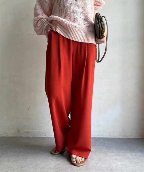 DouDou（ドゥドゥ）の「接触冷感ワイドパンツ（スラックス・レディース・オレンジ/チャコールグレー/ブラック/ベージュ・FREE）」の12枚目の写真