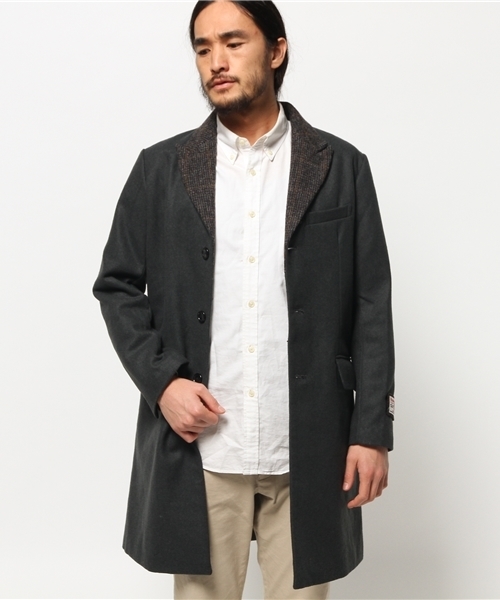 SEVENDAYS=SUNDAY(セブンデイズサンデイ)の「HARRISSツカイ チェスターコート(ピーコート・メンズ・キャメル/ネイビー/チャコールグレー・MEDIUM/SMALL/LARGE)」の6枚目の写真