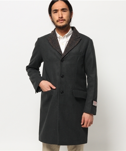 SEVENDAYS=SUNDAY(セブンデイズサンデイ)の「HARRISSツカイ チェスターコート(ピーコート・メンズ・キャメル/ネイビー/チャコールグレー・MEDIUM/SMALL/LARGE)」の14枚目の写真