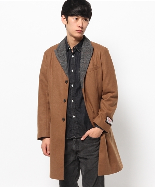 SEVENDAYS=SUNDAY(セブンデイズサンデイ)の「HARRISSツカイ チェスターコート(ピーコート・メンズ・キャメル/ネイビー/チャコールグレー・MEDIUM/SMALL/LARGE)」の13枚目の写真