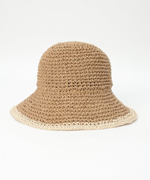 LBC(エルビーシー)の「ライン配色ペーパーハット(ハット・レディース・ベージュ/チャコール・FREE)」の7枚目の写真