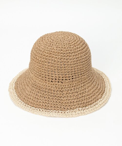 LBC(エルビーシー)の「ライン配色ペーパーハット(ハット・レディース・ベージュ/チャコール・FREE)」の8枚目の写真