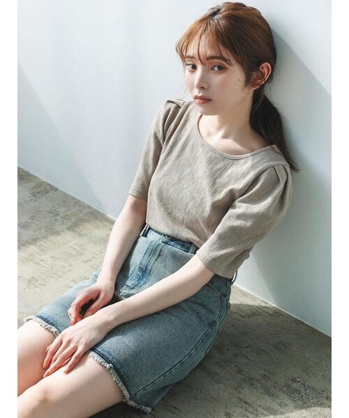 so4u(ソーフォーユー)の「変形テレコカットソー(Tシャツ/カットソー・レディース・キナリ/ベージュ・F)」の12枚目の写真