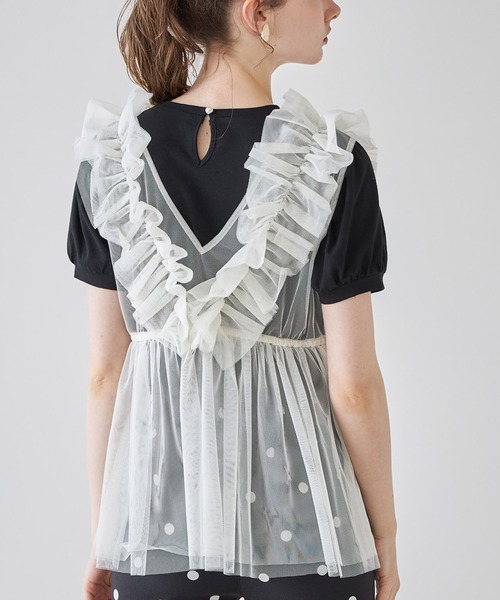 tocco closet(トッコ クローゼット)の「パール付きチュールビスチェ(ベスト・レディース・アイボリー/ブラック・M)」の5枚目の写真