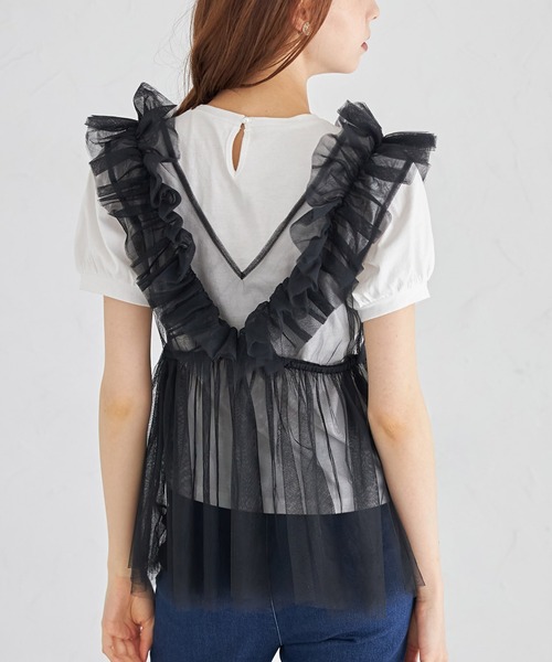 tocco closet(トッコ クローゼット)の「パール付きチュールビスチェ(ベスト・レディース・アイボリー/ブラック・M)」の16枚目の写真