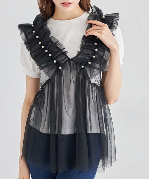 セール】パール付きチュールビスチェ（ベスト）｜tocco closet（トッコ