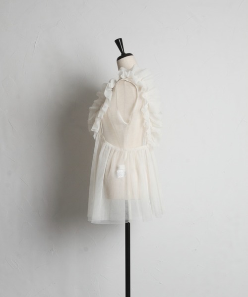 tocco closet(トッコ クローゼット)の「パール付きチュールビスチェ(ベスト・レディース・アイボリー/ブラック・M)」の9枚目の写真