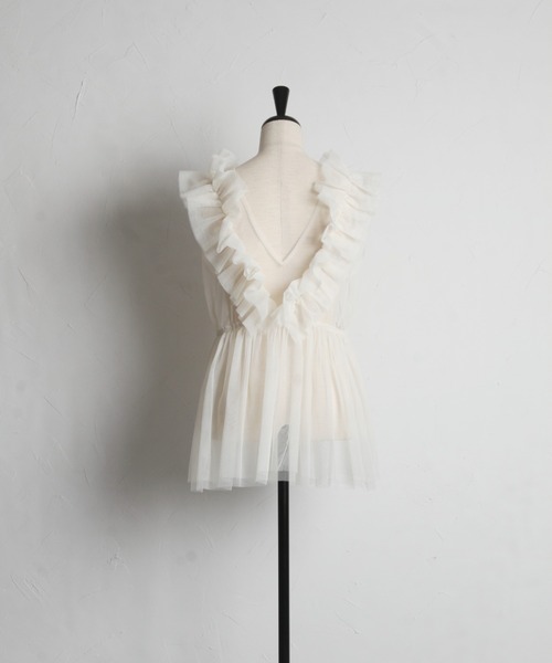 tocco closet(トッコ クローゼット)の「パール付きチュールビスチェ(ベスト・レディース・アイボリー/ブラック・M)」の10枚目の写真