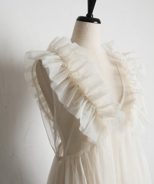 tocco closet(トッコ クローゼット)の「パール付きチュールビスチェ(ベスト・レディース・アイボリー/ブラック・M)」の13枚目の写真