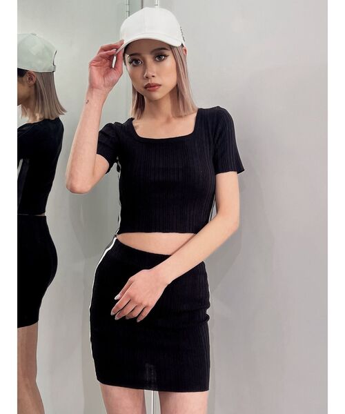 GYDA（ジェイダ）の「【SETUP着用可】サイドラインニットスカートライクショートパンツ（スカート・レディース・ピンク/グレー/ブラック・FREE）」の17枚目の写真