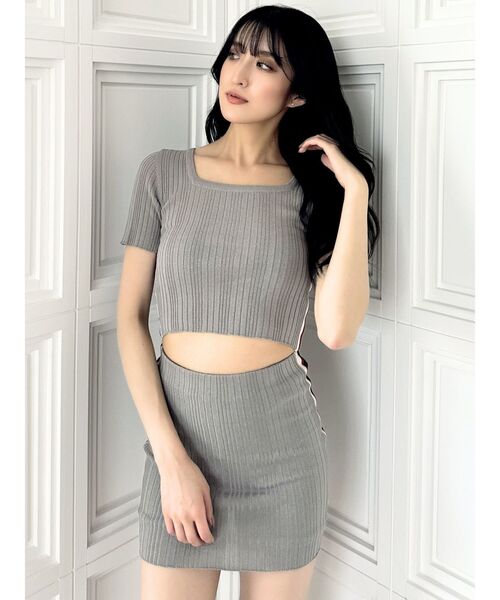 セール】【SETUP着用可】サイドラインニットスカートライク