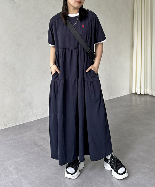 U.S. POLO ASSN.（ユーエスポロアッスン）の「【U.S. POLO ASSN.】天竺ワンピース（ワンピース・レディース・グレー/ネイビー/オレンジ/ブラック・FREE）」の9枚目の写真