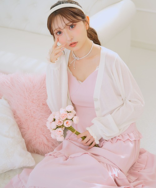 DearMyLoveRose（ディアマイラブローズ）の「ラメシアークロップドカーディガン（ニット/セーター・レディース・ホワイト/ブラック/レッド/ブルー/グリーン/ラベンダー/ベビーピンク・M-L/L～LL/LL～3L）」の13枚目の写真
