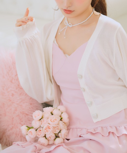 DearMyLoveRose（ディアマイラブローズ）の「ラメシアークロップドカーディガン（ニット/セーター・レディース・ホワイト/ブラック/レッド/ブルー/グリーン/ラベンダー/ベビーピンク・M-L/L～LL/LL～3L）」の14枚目の写真