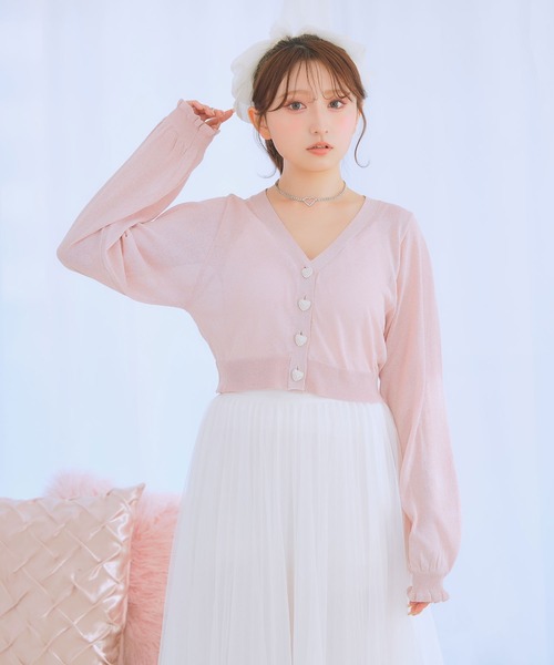 DearMyLoveRose（ディアマイラブローズ）の「ラメシアークロップドカーディガン（ニット/セーター・レディース・ホワイト/ブラック/レッド/ブルー/グリーン/ラベンダー/ベビーピンク・M-L/L～LL/LL～3L）」の19枚目の写真