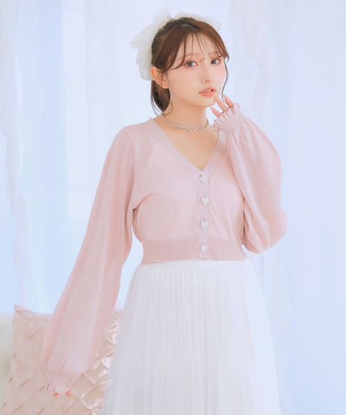 DearMyLoveRose（ディアマイラブローズ）の「ラメシアークロップドカーディガン（ニット/セーター・レディース・ホワイト/ブラック/レッド/ブルー/グリーン/ラベンダー/ベビーピンク・M-L/L～LL/LL～3L）」の20枚目の写真
