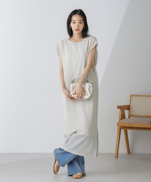 ナノユニバースLUSANA ゼブラカシュクールミモレ丈ティアードワンピース ナノユニバースLUSANA ゼブラカシュクールミモレ丈ティアード