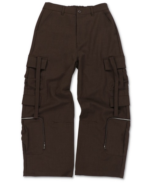 SPINNS（スピンズ）の「【ユニセックスで着用可能】ポケットカーゴテーラードパンツ（カーゴパンツ・メンズ・ブラウン/ブラック・L/M）」の2枚目の写真