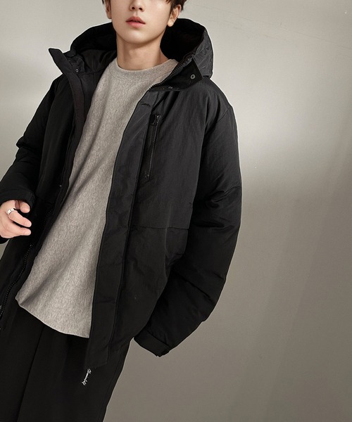 セール】大人のシンプルカジュアル。中綿スタンドネックフーディー