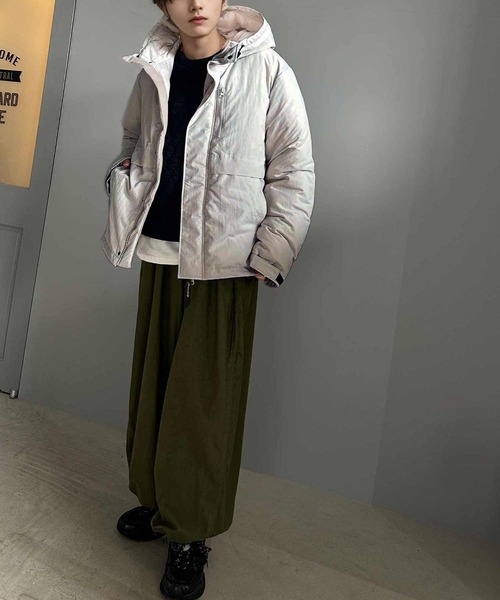 セール】大人のシンプルカジュアル。中綿スタンドネックフーディー