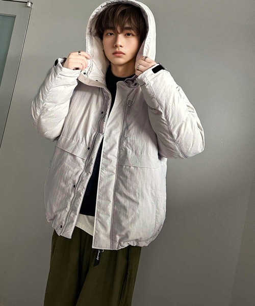 セール】大人のシンプルカジュアル。中綿スタンドネックフーディー