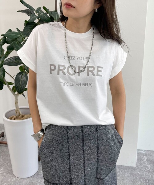 fredy emue(フレディエミュ)の「シルケット袖ロールロゴTシャツ(Tシャツ/カットソー・レディース・カーキ/チャコールグレー/オフホワイト/ベージュ・38)」の14枚目の写真
