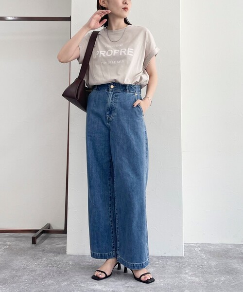 fredy emue(フレディエミュ)の「シルケット袖ロールロゴTシャツ(Tシャツ/カットソー・レディース・カーキ/チャコールグレー/オフホワイト/ベージュ・38)」の15枚目の写真