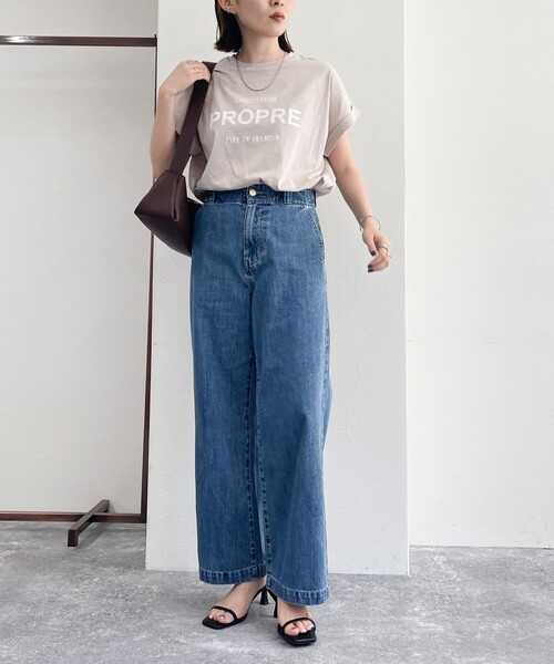 fredy emue(フレディエミュ)の「シルケット袖ロールロゴTシャツ(Tシャツ/カットソー・レディース・カーキ/チャコールグレー/オフホワイト/ベージュ・38)」の16枚目の写真