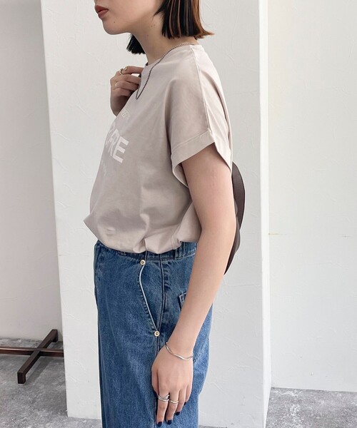 fredy emue(フレディエミュ)の「シルケット袖ロールロゴTシャツ(Tシャツ/カットソー・レディース・カーキ/チャコールグレー/オフホワイト/ベージュ・38)」の20枚目の写真