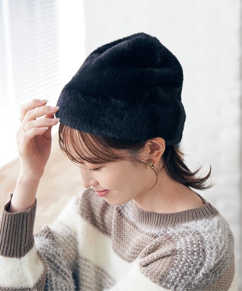 ikka(イッカ)の「シャギービーニー(ニットキャップ/ビーニー・レディース・ライトグレー/ネイビー/ブラック・FREE)」の9枚目の写真