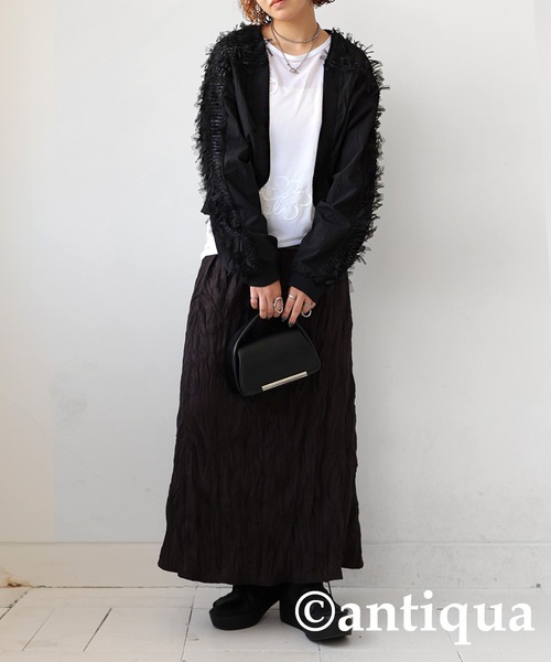 antiqua(アンティカ)の「ニュアンスシアートップス(Tシャツ/カットソー・レディース・ブラック/ホワイト・ONESIZE)」の9枚目の写真