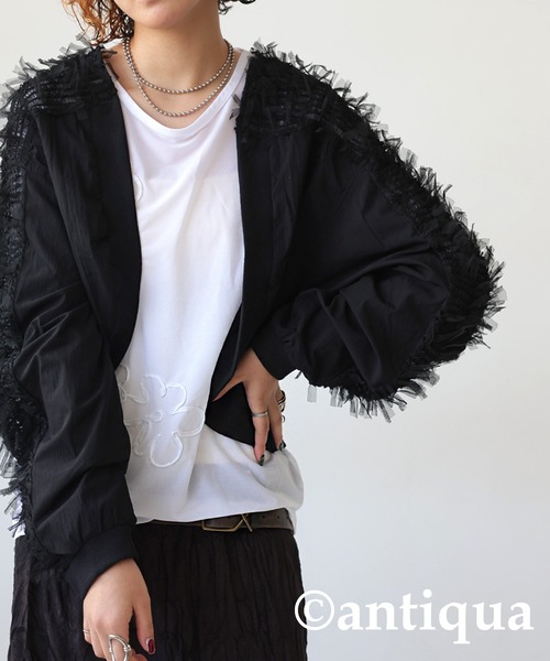 antiqua(アンティカ)の「ニュアンスシアートップス(Tシャツ/カットソー・レディース・ブラック/ホワイト・ONESIZE)」の10枚目の写真