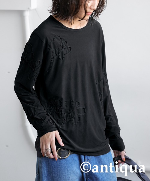 antiqua(アンティカ)の「ニュアンスシアートップス(Tシャツ/カットソー・レディース・ブラック/ホワイト・ONESIZE)」の15枚目の写真