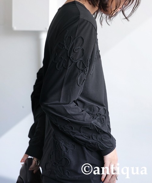 antiqua(アンティカ)の「ニュアンスシアートップス(Tシャツ/カットソー・レディース・ブラック/ホワイト・ONESIZE)」の17枚目の写真