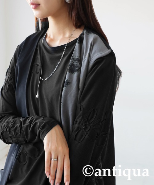 antiqua(アンティカ)の「ニュアンスシアートップス(Tシャツ/カットソー・レディース・ブラック/ホワイト・ONESIZE)」の14枚目の写真