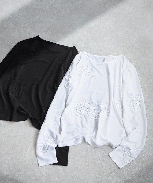 antiqua(アンティカ)の「ニュアンスシアートップス(Tシャツ/カットソー・レディース・ブラック/ホワイト・ONESIZE)」の18枚目の写真