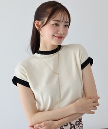 バイカラーフレンチスリーブニット