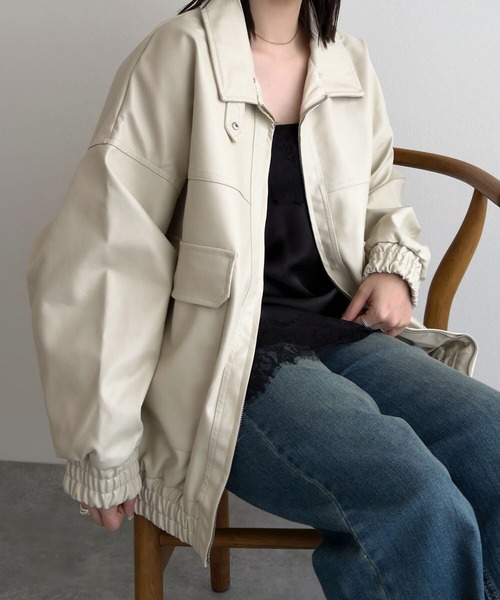 KOBE LETTUCE（コウベレタス）の「ファー襟付2Wayフェイクレザージップアップブルゾン（ブルゾン・レディース・ブラック/ブラウン/アイボリー系/ブラック系/ブラウン系・M）」の5枚目の写真