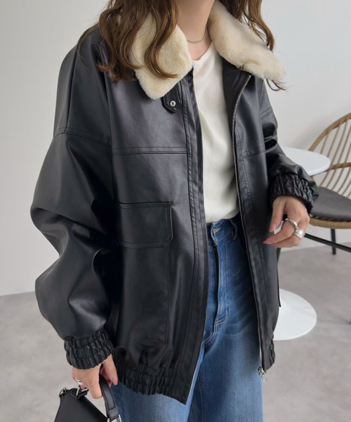 KOBE LETTUCE（コウベレタス）の「ファー襟付2Wayフェイクレザージップ