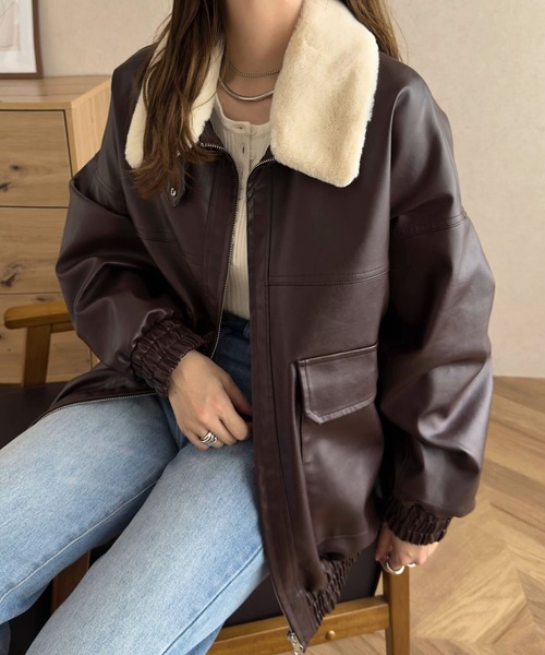 KOBE LETTUCE（コウベレタス）の「ファー襟付2Wayフェイクレザージップ