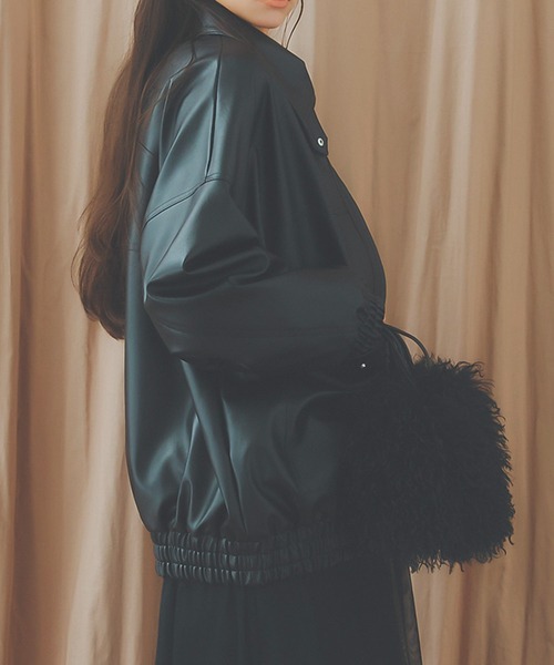 KOBE LETTUCE（コウベレタス）の「ファー襟付2Wayフェイクレザージップアップブルゾン（ブルゾン・レディース・ブラック/ブラウン/アイボリー系/ブラック系/ブラウン系・M）」の19枚目の写真