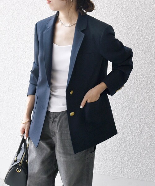 SHIPS any（シップス エニィ）の「SHIPS any:〈手洗い可能〉ウールライク シングル テーラード ジャケット ［NAVY BLUE］（テーラードジャケット・レディース・キャメル/ネイビー・36/38）」の12枚目の写真