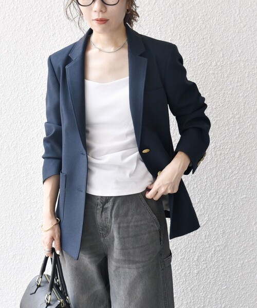SHIPS any（シップス エニィ）の「SHIPS any:〈手洗い可能〉ウールライク シングル テーラード ジャケット ［NAVY BLUE］（テーラードジャケット・レディース・キャメル/ネイビー・36/38）」の13枚目の写真