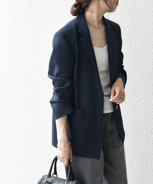 SHIPS any（シップス エニィ）の「SHIPS any:〈手洗い可能〉ウールライク シングル テーラード ジャケット ［NAVY BLUE］（テーラードジャケット・レディース・キャメル/ネイビー・36/38）」の15枚目の写真